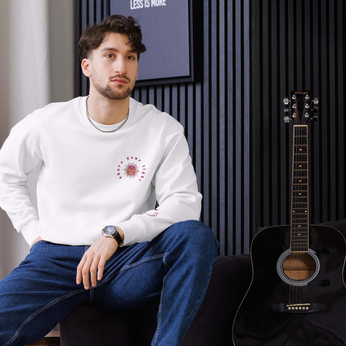 Sweatshirt Share your light - White / Pink